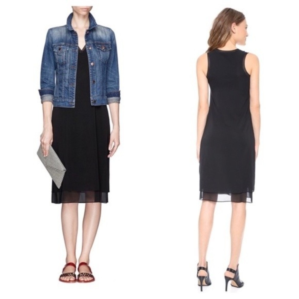 Vince Black Silk Sleeveless Tank Shift Midi Dress - Picture 2 of 8